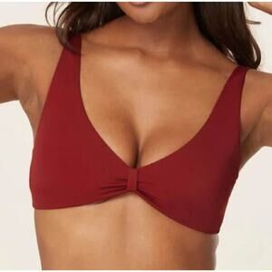 Andie Swim V-Neck Plunge Amor Bikini Top in Crimson Red Size XS NEW with tags!